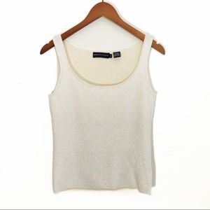 DANA BUCHMAN All Over Beaded Sleeveless Knit Wool Tank In Cream Size Small